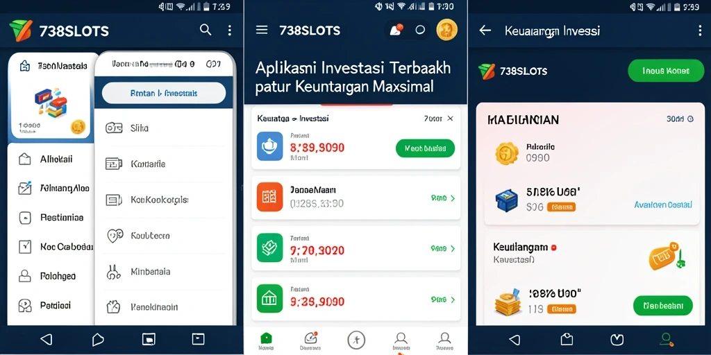 Tampilan antarmuka aplikasi Investasi 738SLOTS yang modern dan user-friendly.