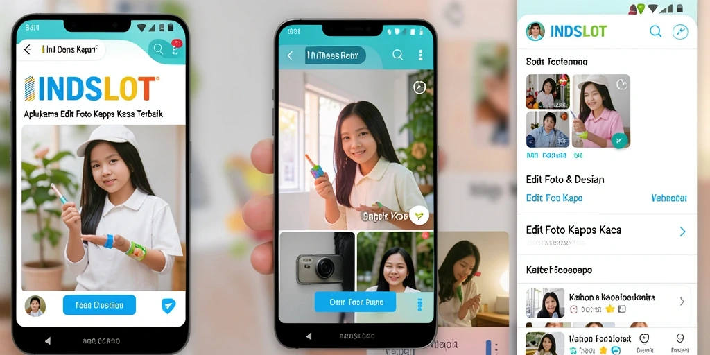 Antarmuka aplikasi INDSLOT dengan fitur pengeditan foto kertas kaca yang menarik.