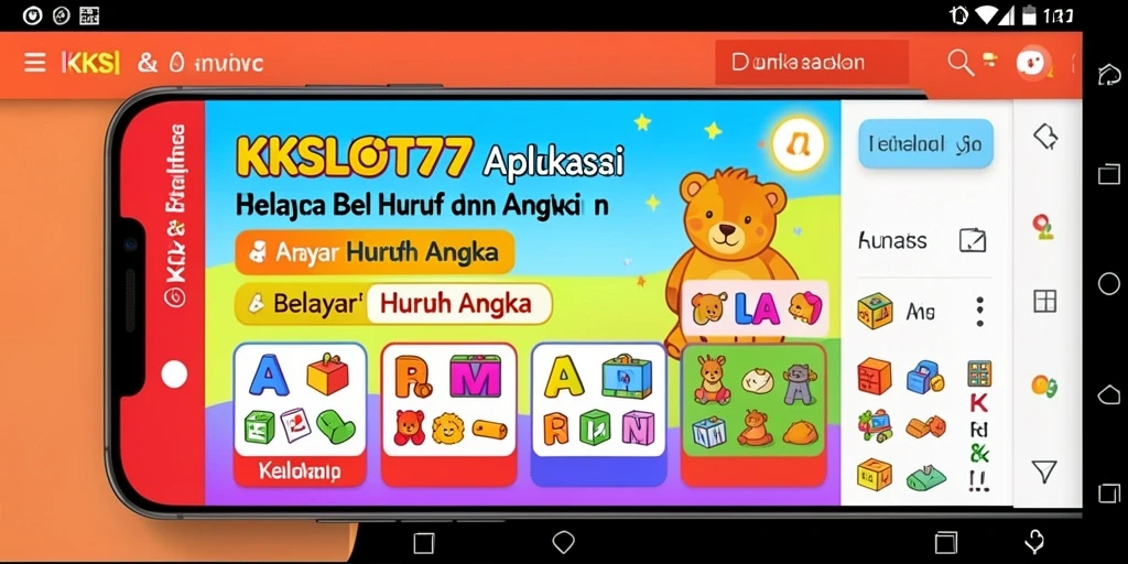 Antarmuka pengguna KKSLOT777 yang ceria dan edukatif.