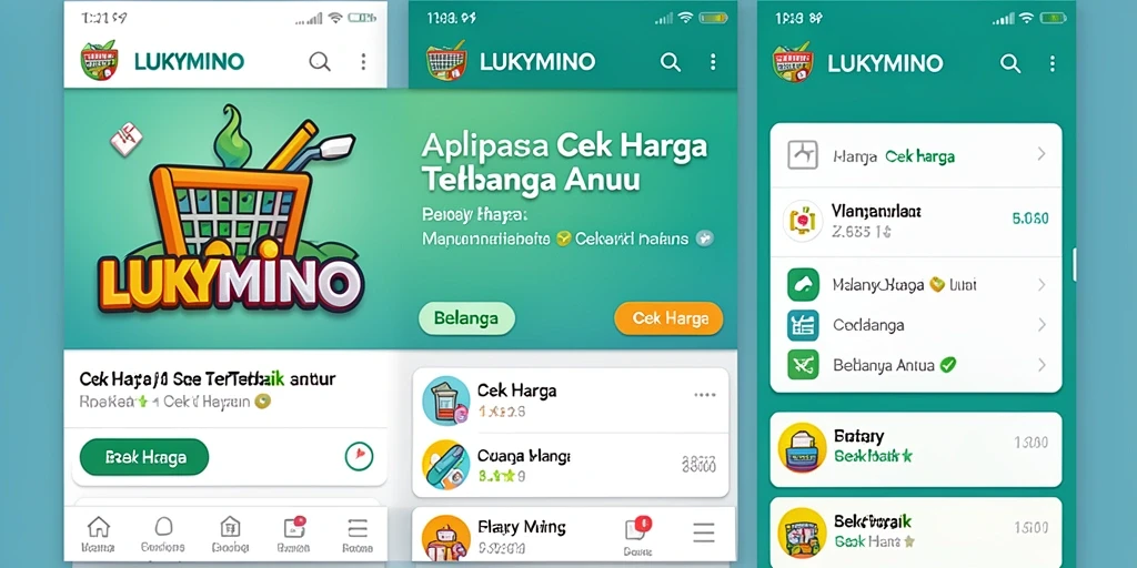 Antarmuka LUKYMINO menampilkan fungsi Cek Harga dengan jelas dan informatif.