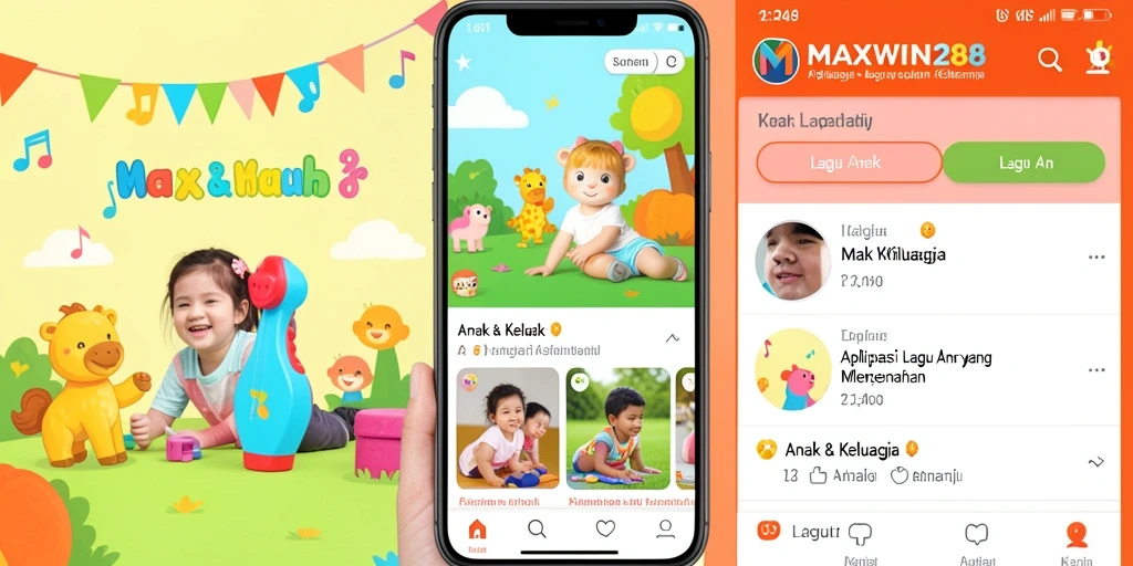 Antarmuka ceria aplikasi MAXWIN288 dengan lagu anak yang menarik.