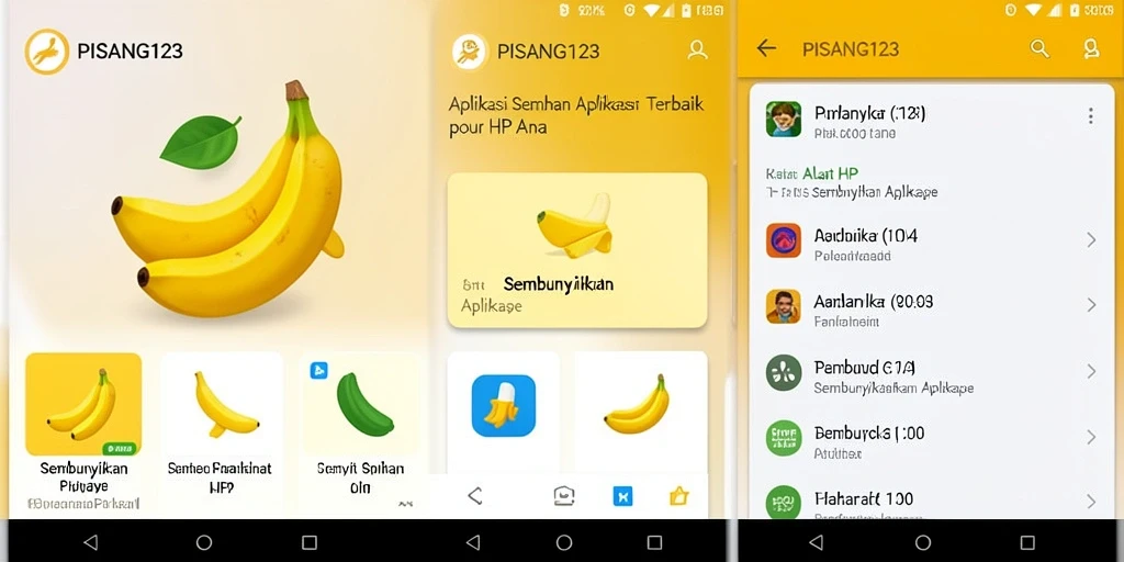 Antarmuka PISANG123 yang intuitif untuk menyembunyikan aplikasi dengan mudah.