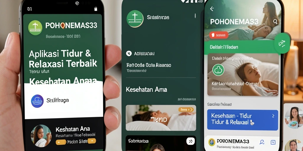 Antarmuka POHONEMAS33 yang menenangkan untuk relaksasi sebelum tidur.